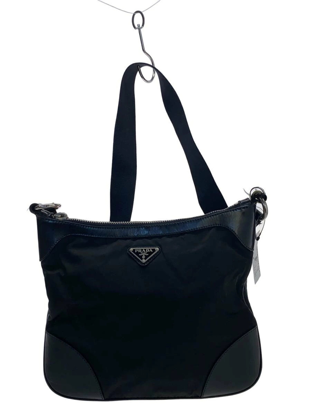 Prada Tessuto Saffiano Leather Shoulder Bag Black